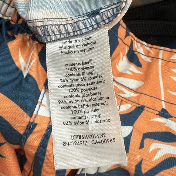 Onia Men's The Calder Swim Trunk Shorts Tropical Floral Orange/Navy MEDIUM - Picture 7 of 11